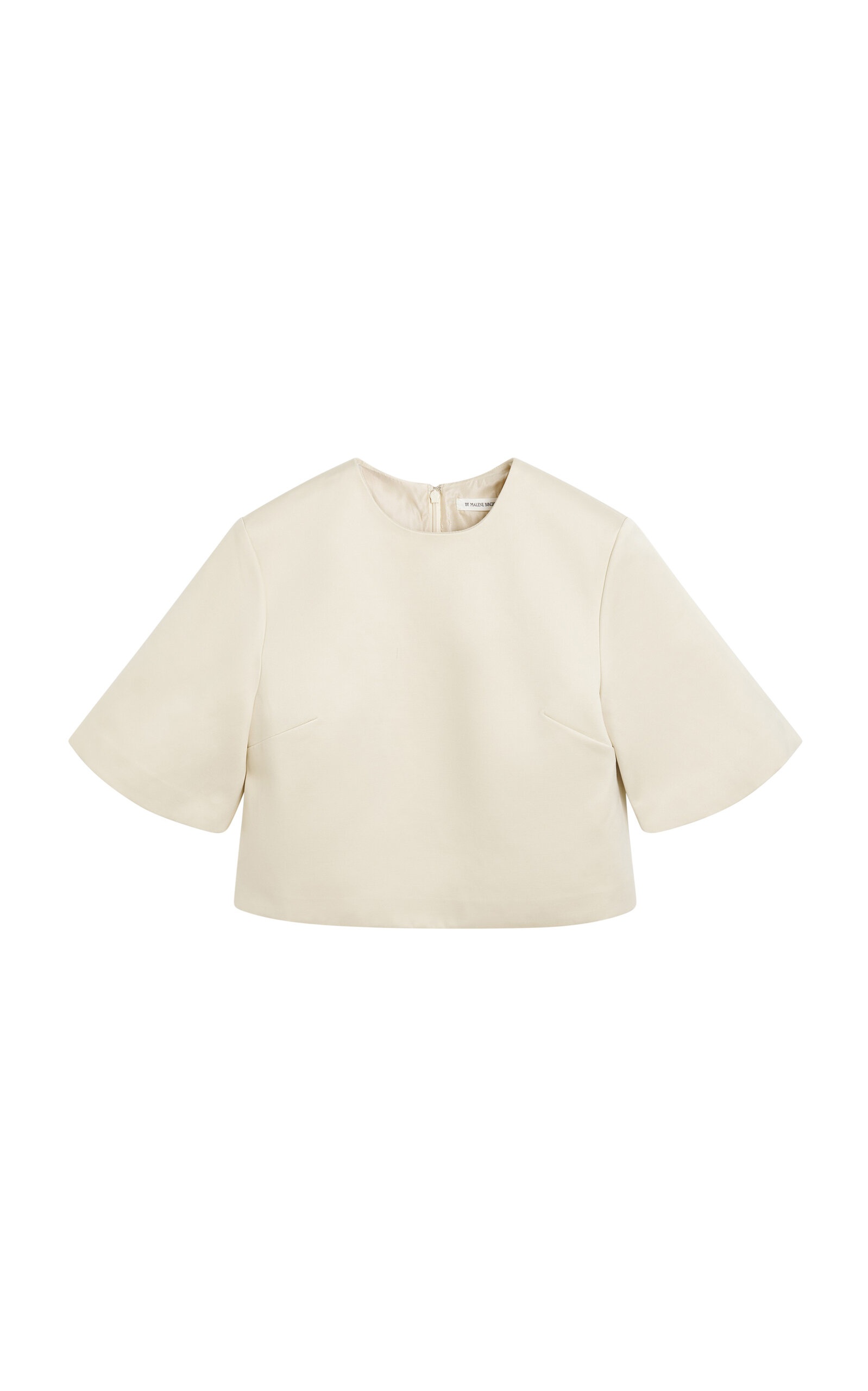 Hania Boxy Cotton-Blend Cropped T-Shirt grey - 1