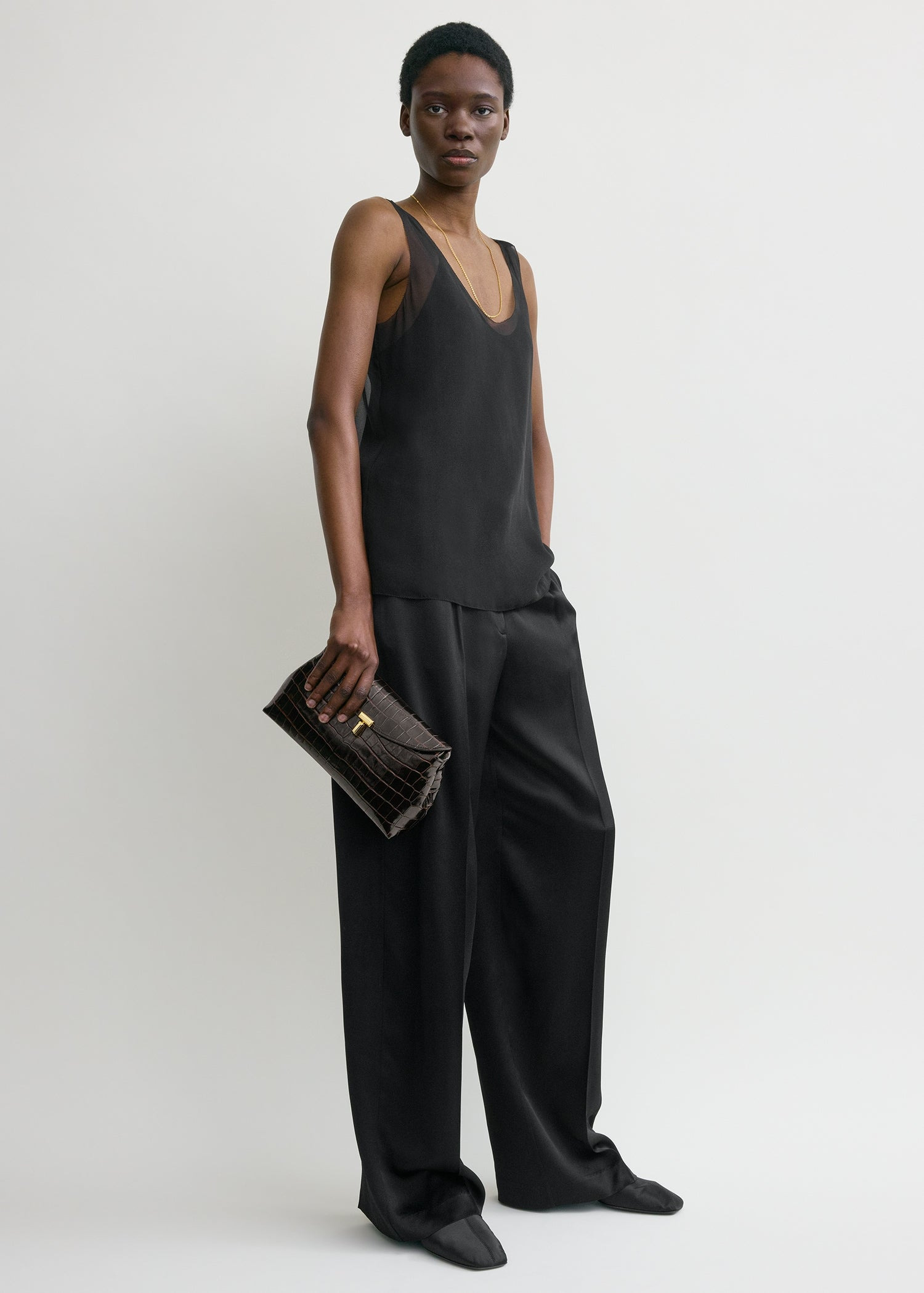 T-Lock clutch dark brown croco - 2