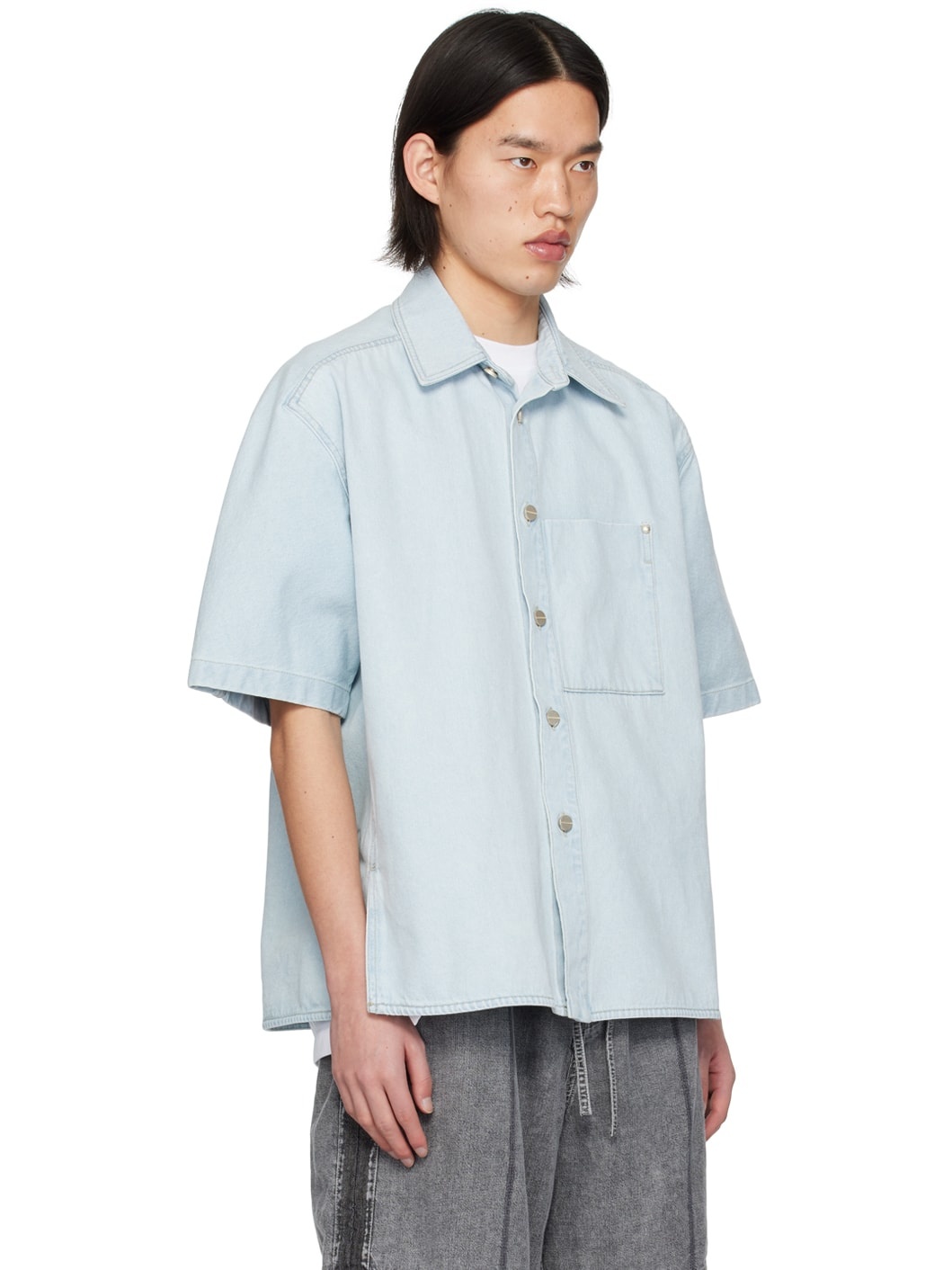 Blue Floral Denim Shirt - 2