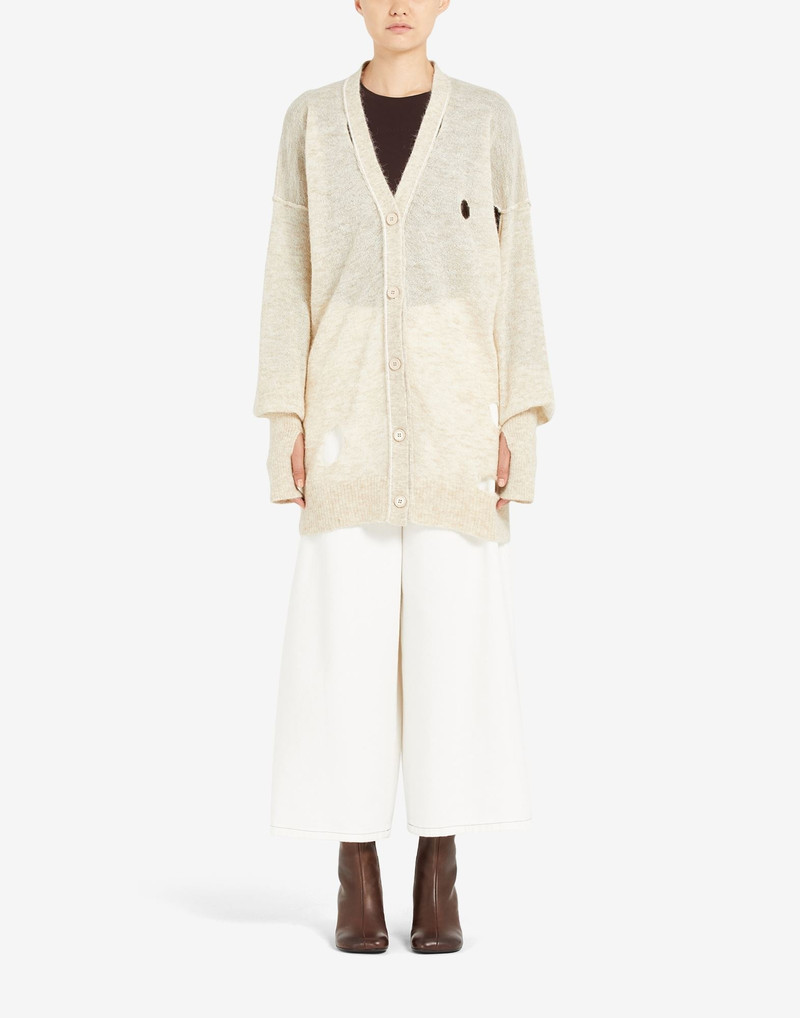 MM6 Maison Margiela Distressed knit cardigan outlook