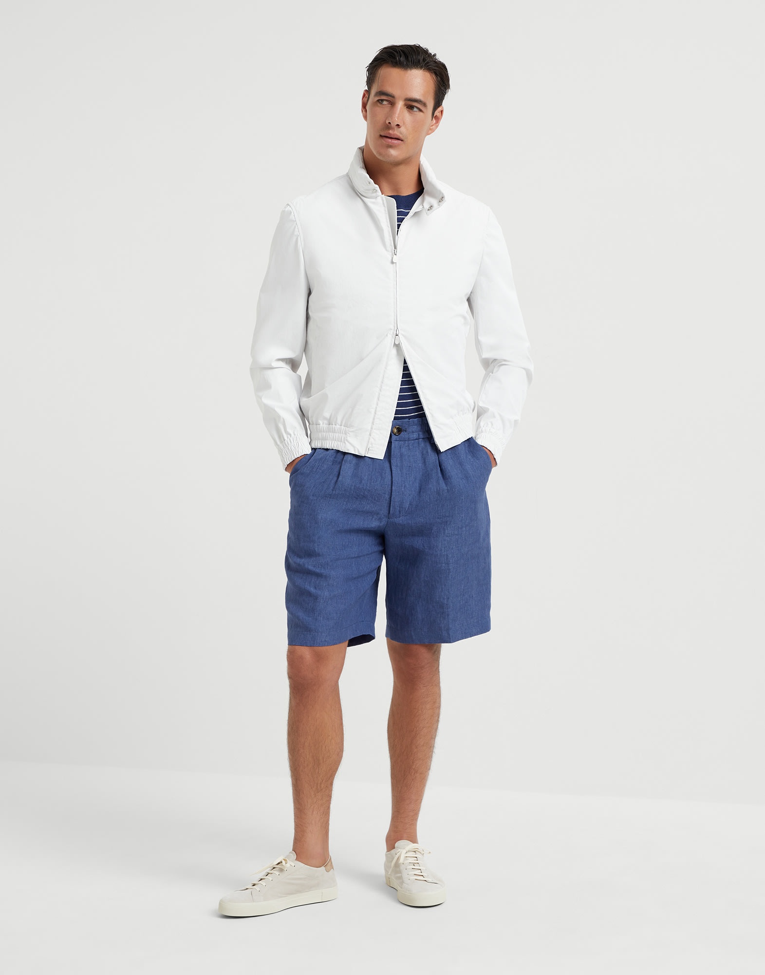Lightweight délavé linen Bermuda shorts with elasticated waistband - 4