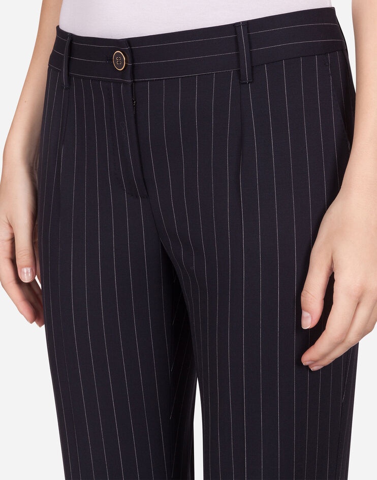 Low-rise pants in pin-stripe woolen fabric - 5