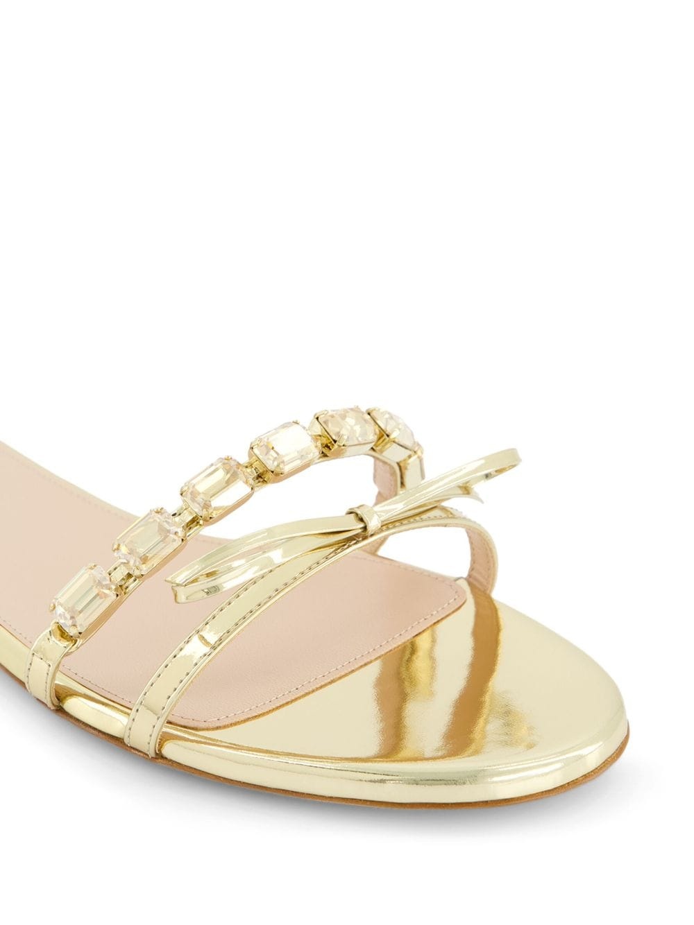 crystal-embellished flat leather slides - 5