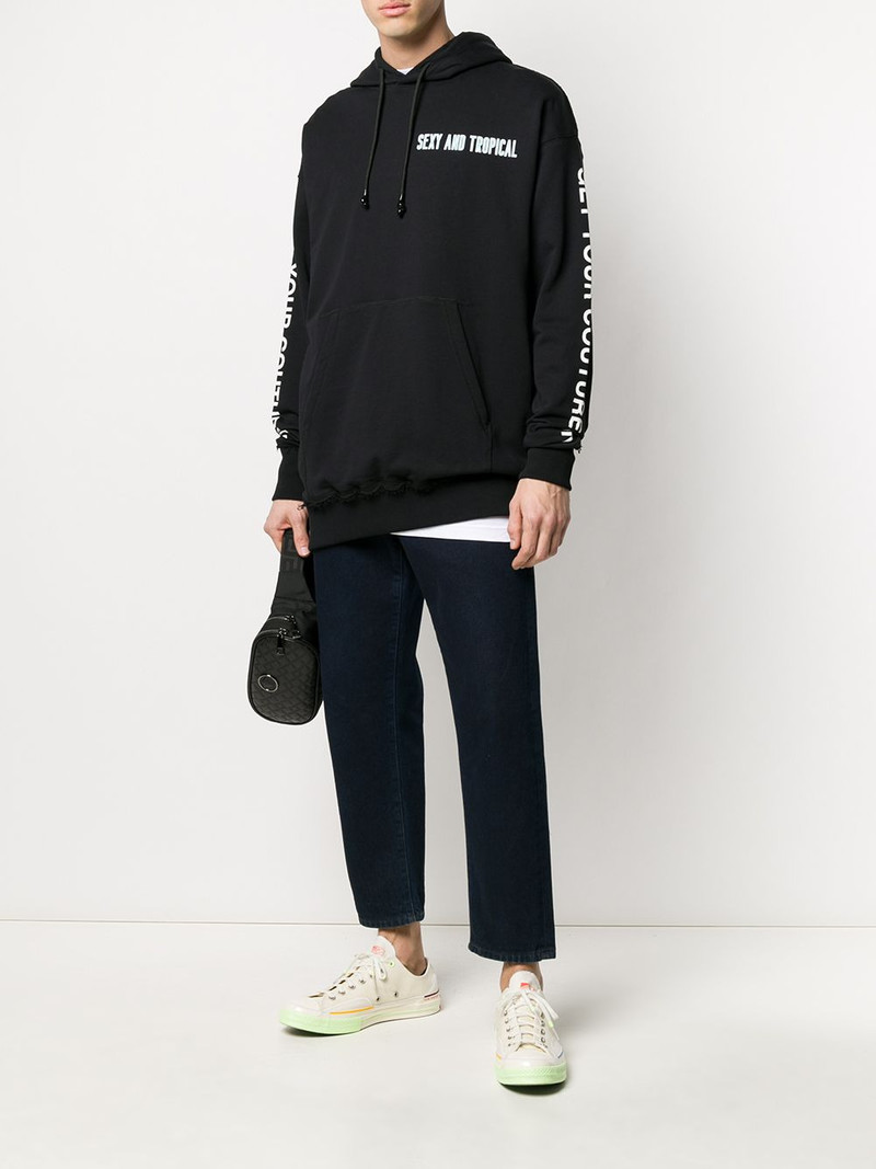VERSACE JEANS COUTURE slogan drawstring hoodie outlook