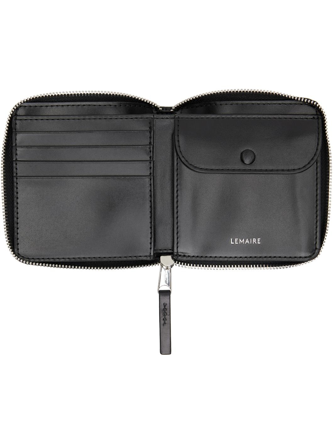 Black Patina Zip Compact Bi Fold Wallet - 3