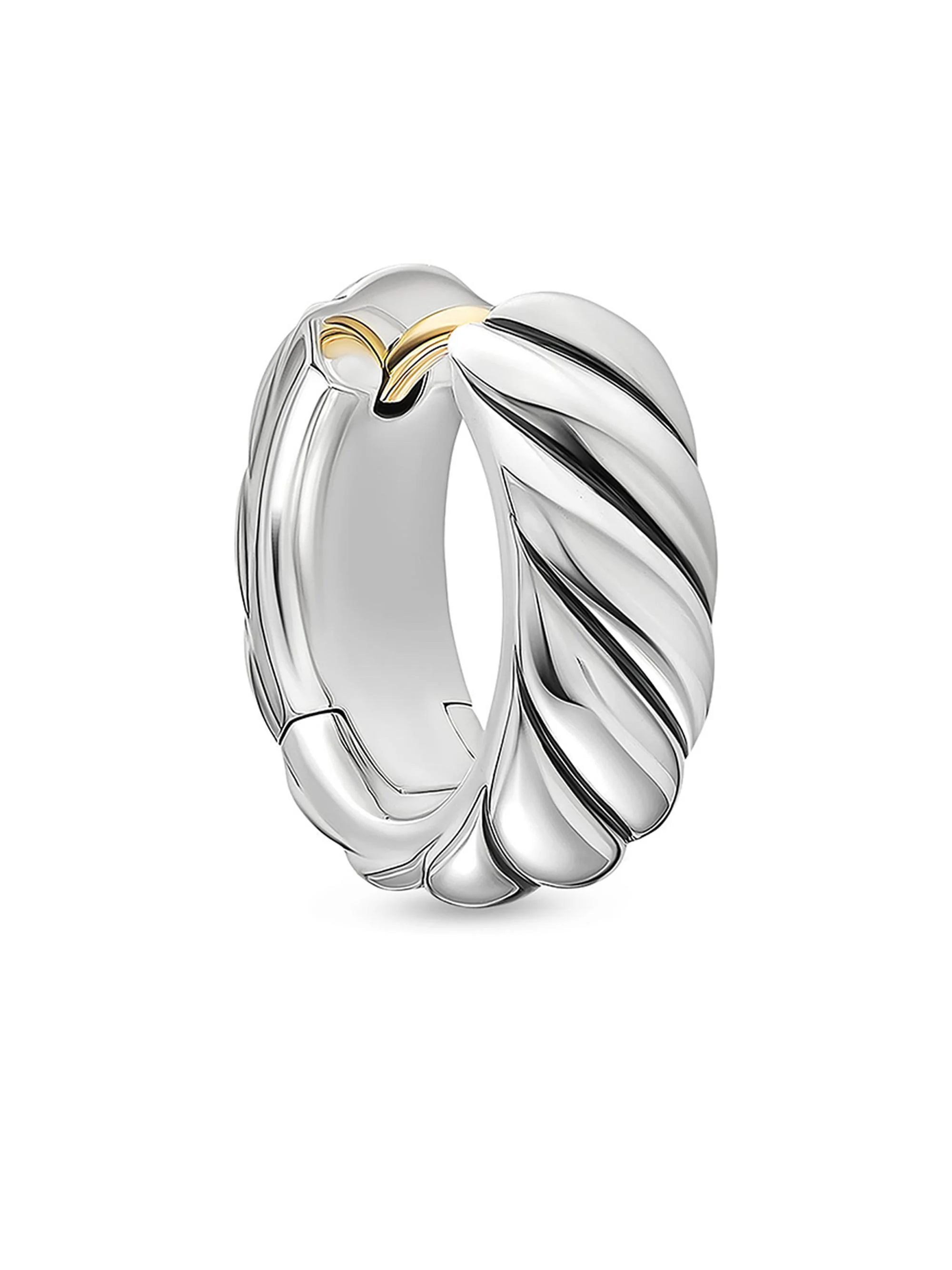 Men's Sculpted Cable Hoop Earring in Sterling Silver, 12.8MM - Silver - 1
