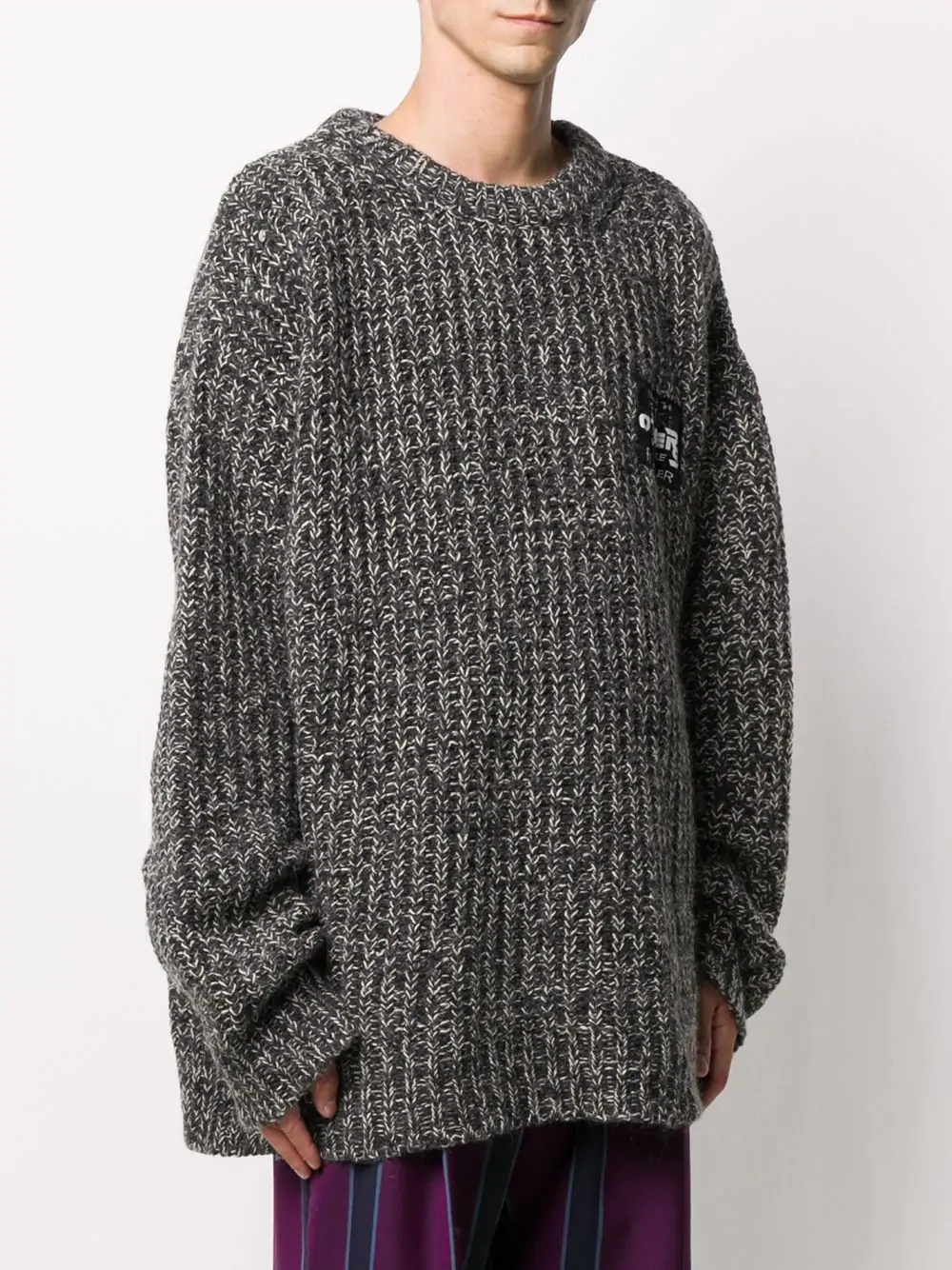 slogan-patch ribbed jumper - 4