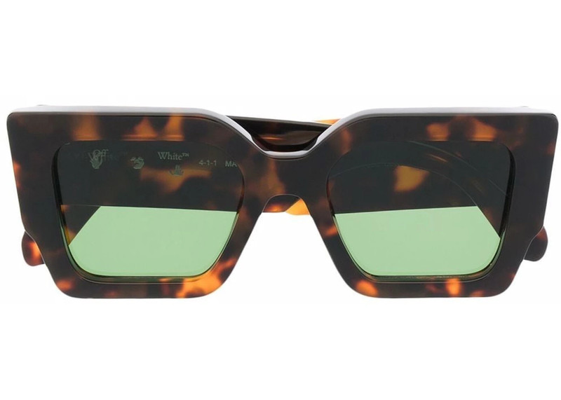 Off-White OFF-WHITE Catalina Rectangular Frame Sunglasses Brown/Green/Gold (OERI003Y21PLA0016055) outlook