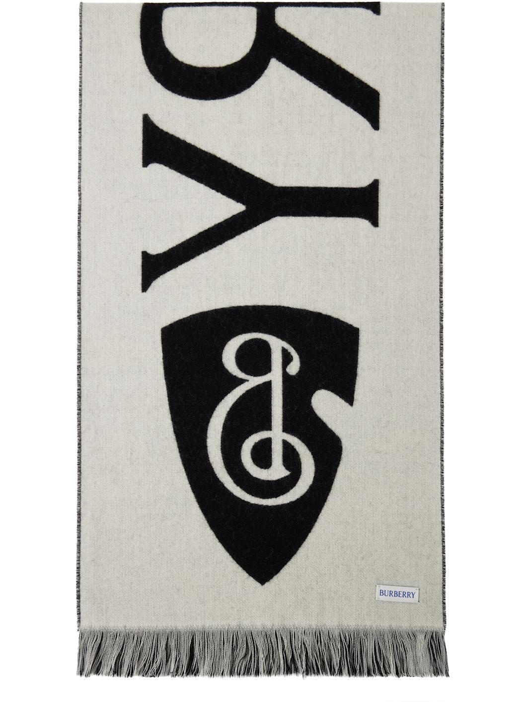 Black & Off-White 'Burberry' Text Scarf - 2