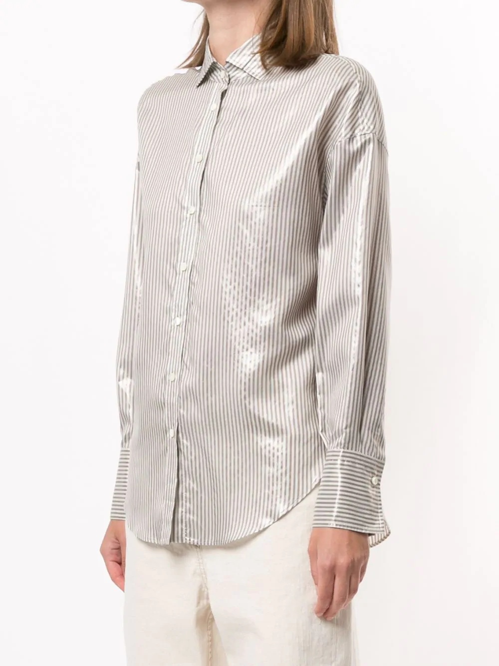 stripe-print silk shirt  - 3