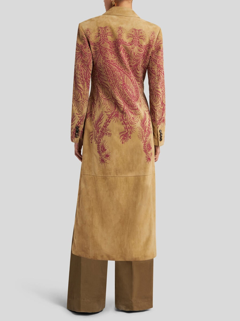 SUEDE COAT WITH PLACED PRINT 4