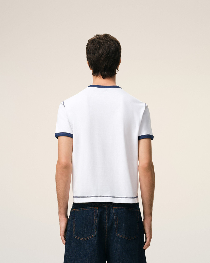 WHITE COTTON AMI DE COEUR KNITTED PATCH T-SHIRT 5