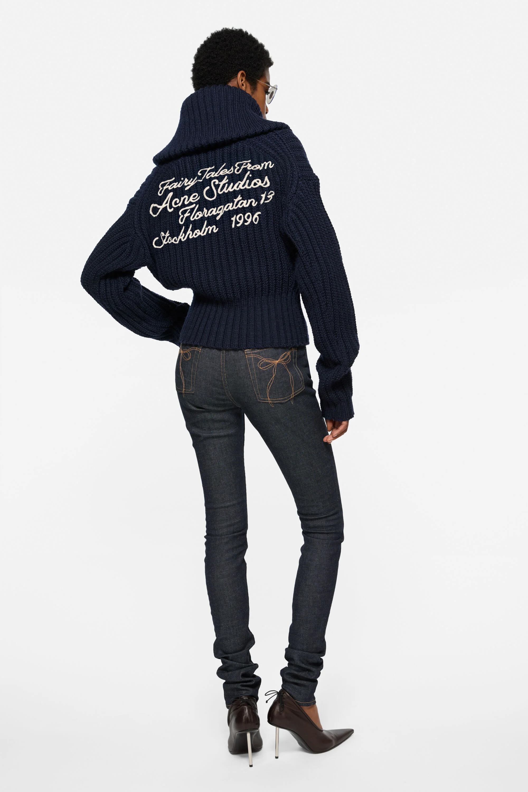 Wool half-zip knit - Navy - 3