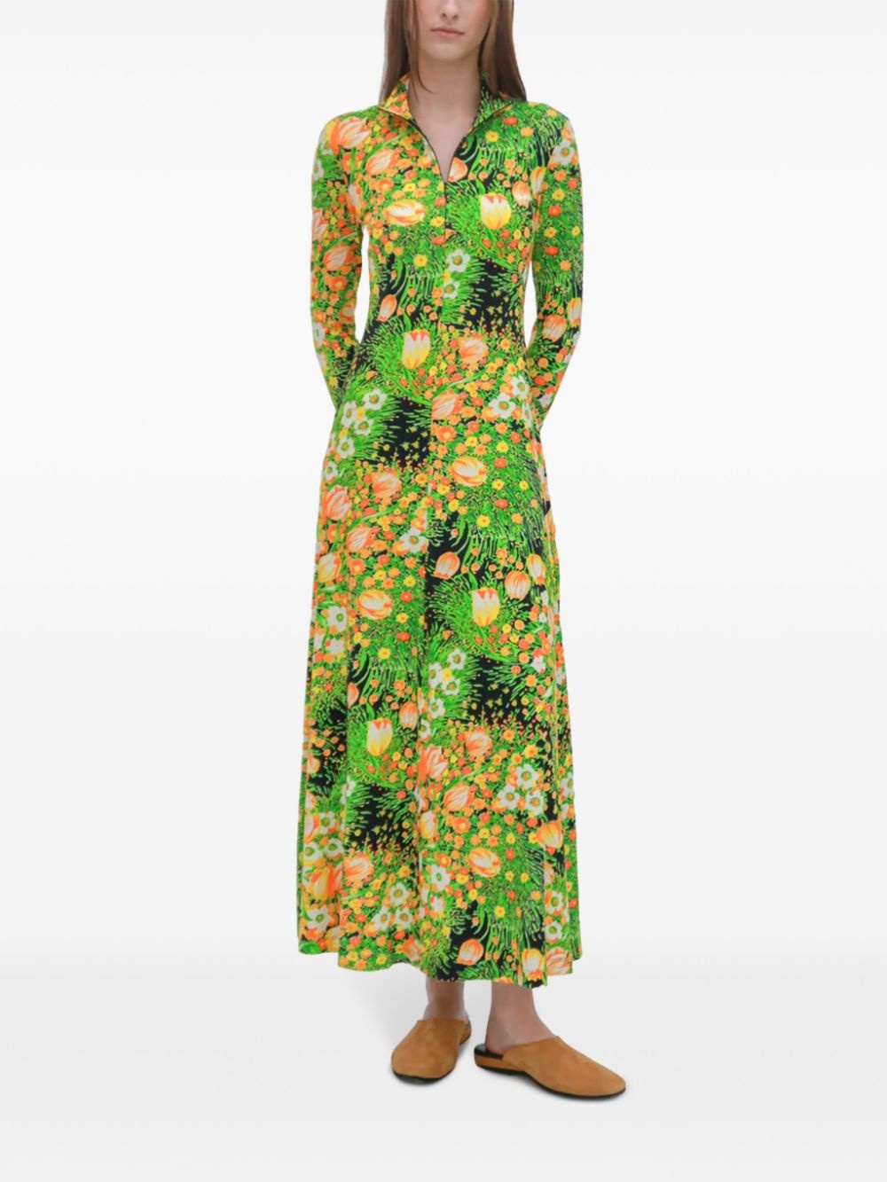 zip-up turtleneck maxi dress - 2