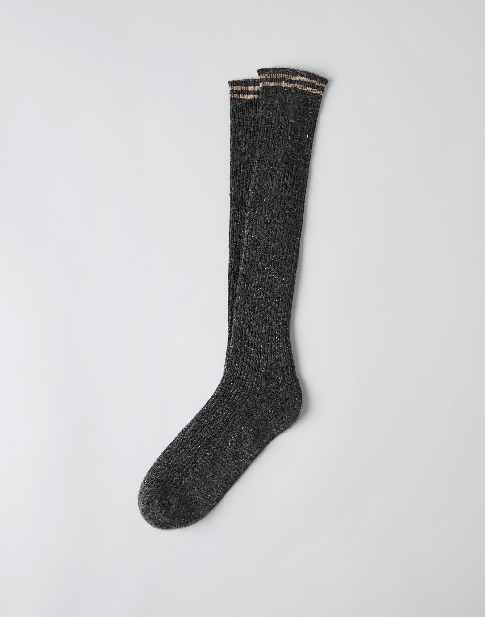 Sparkling cashmere rib knit socks - 1