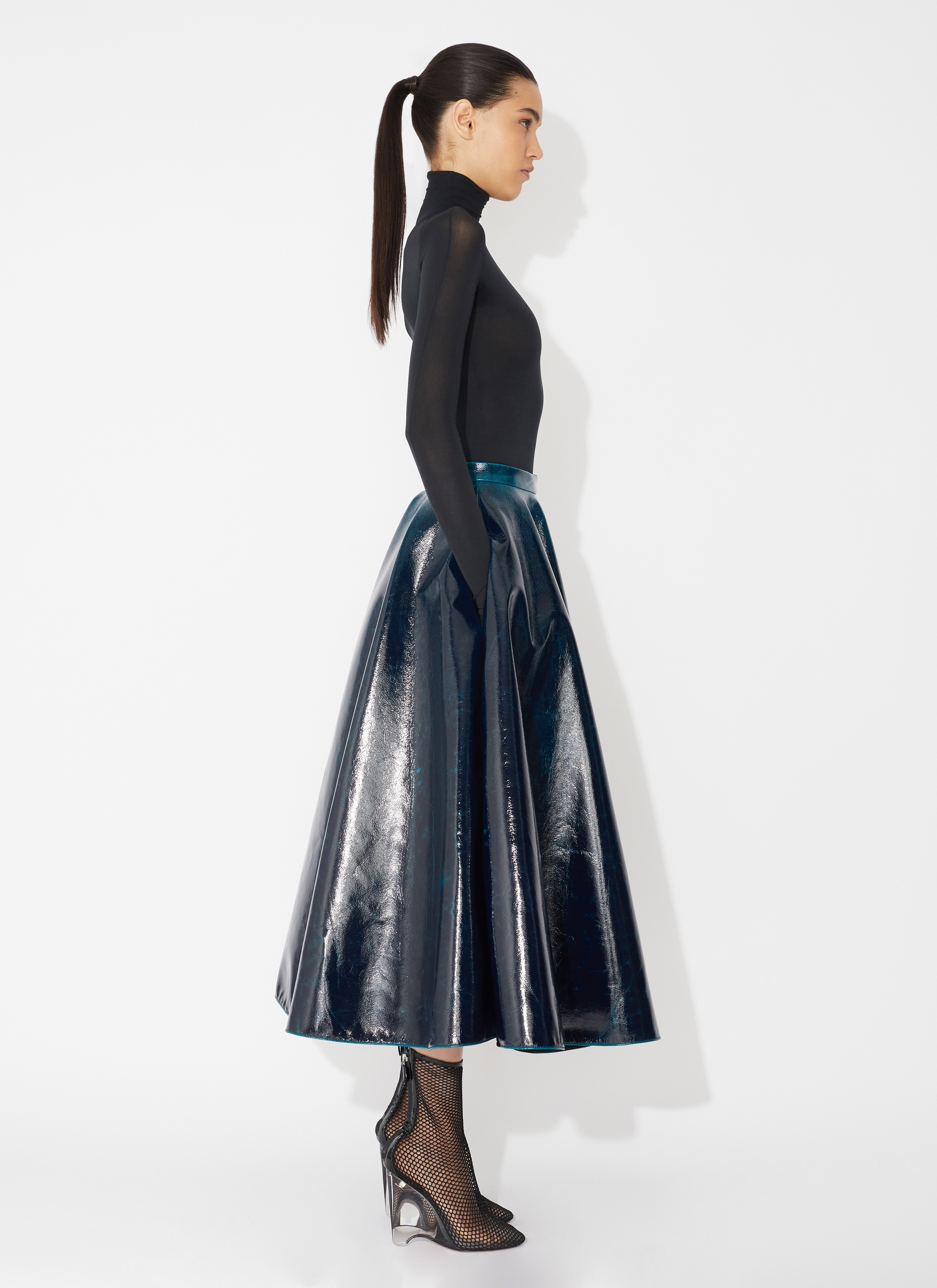 MIRROR WOOL MIDI SKIRT - 4