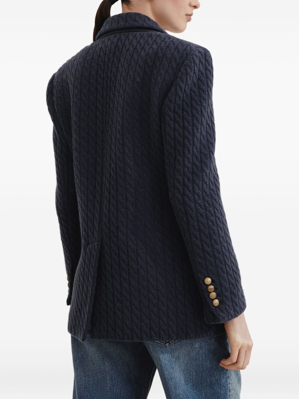 double-breasted textured blazer - 4