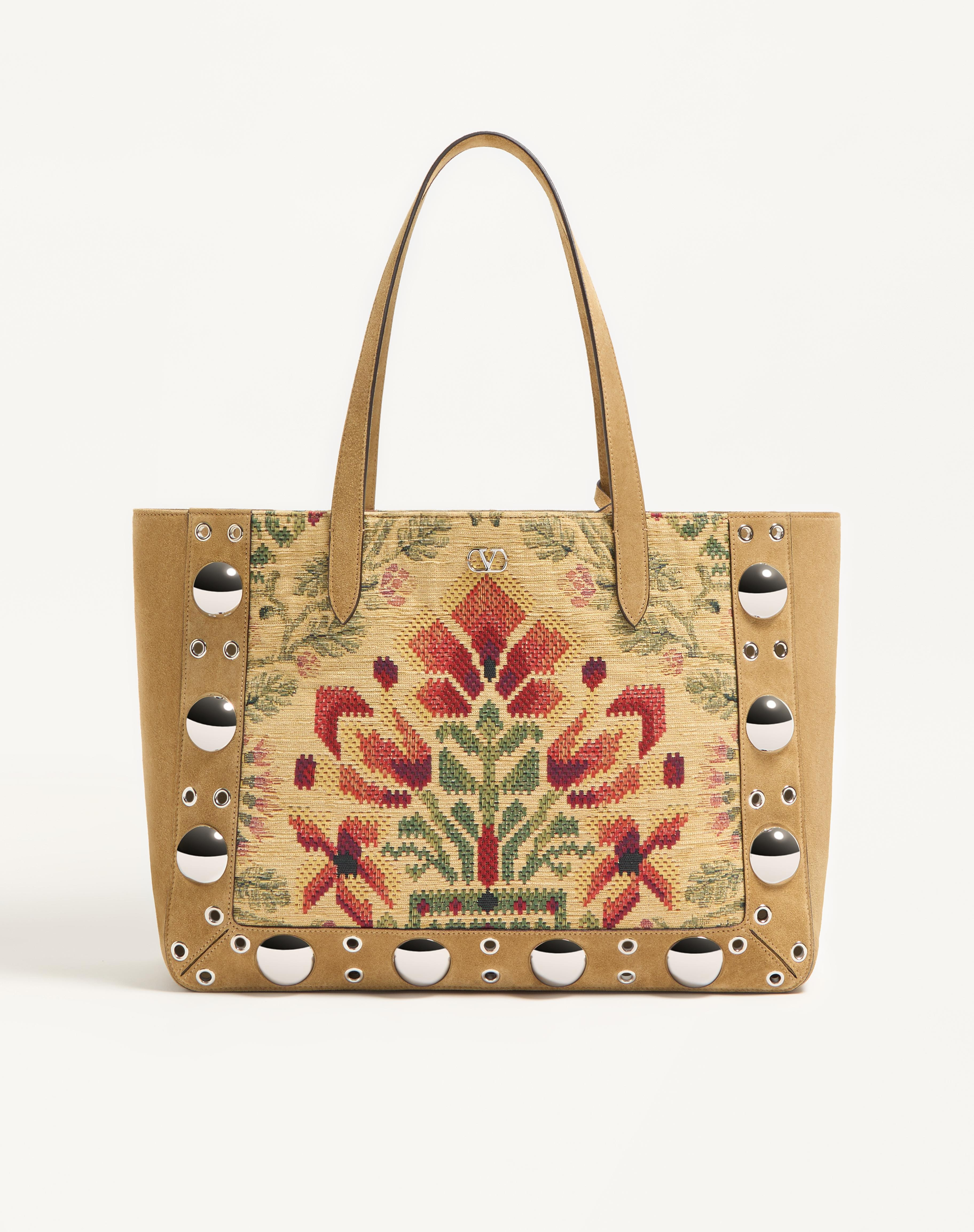 VALENTINO GARAVANI NELLCÔTE MEDIUM SHOPPING BAG IN JACQUARD FABRIC - 1