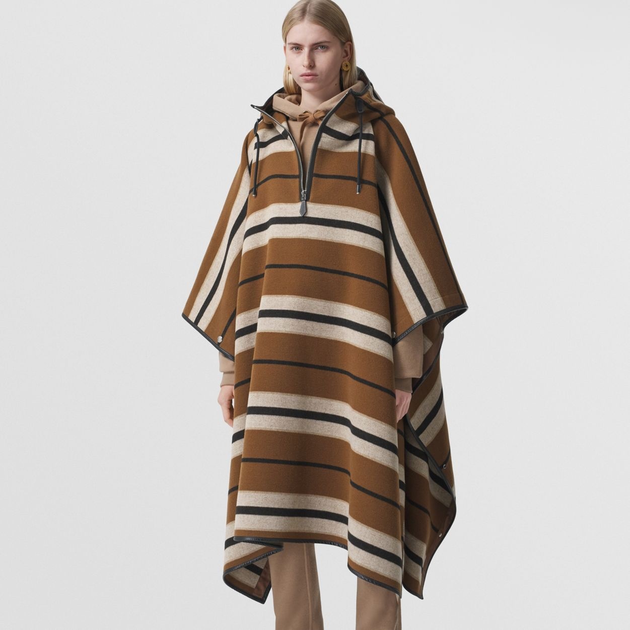 Stripe Wool Oversized Hooded Poncho – Online Exclusive - 6