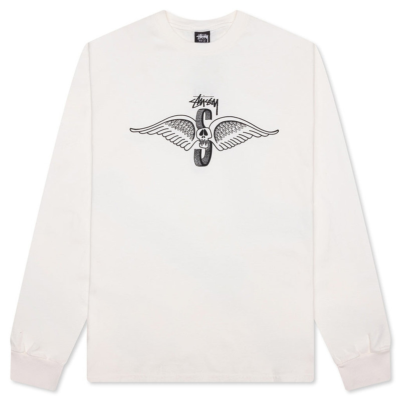 SKULL WINGS PIGMENT DYED L/S TEE - NATURAL - 1