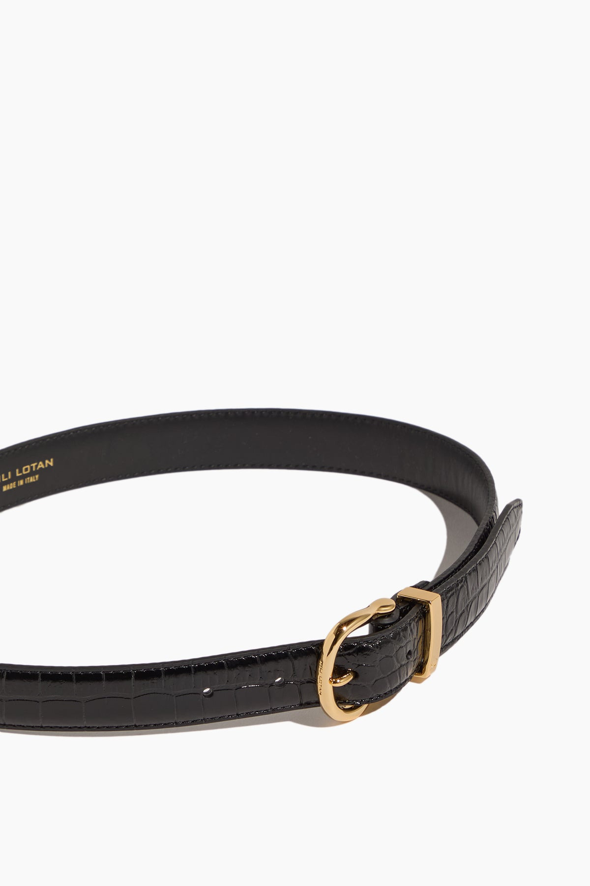 Louise Belt in Black with Shiny Brass Buckle - 3