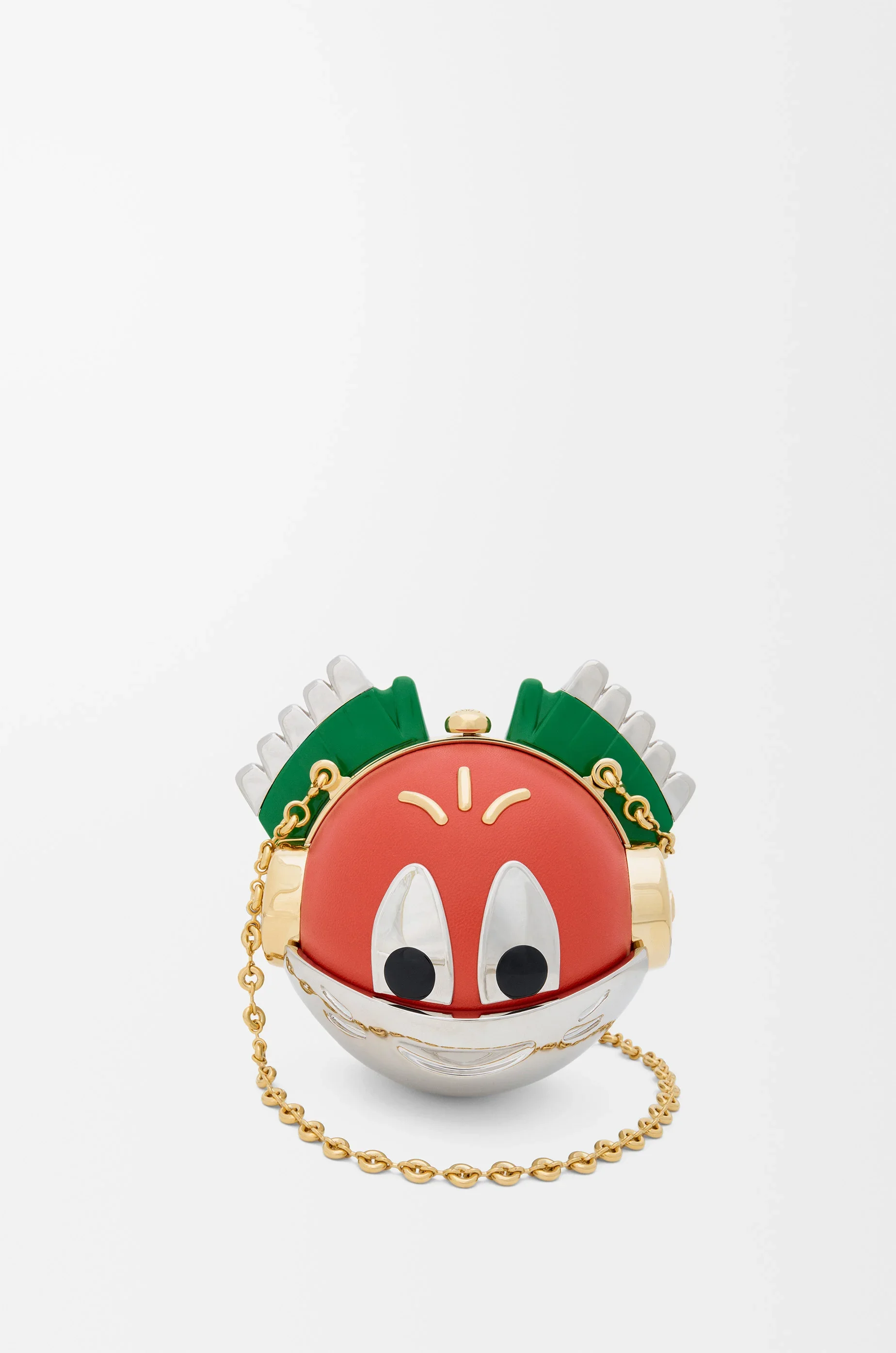 Knight Cat clutch in metal and nappa lambskin - 1