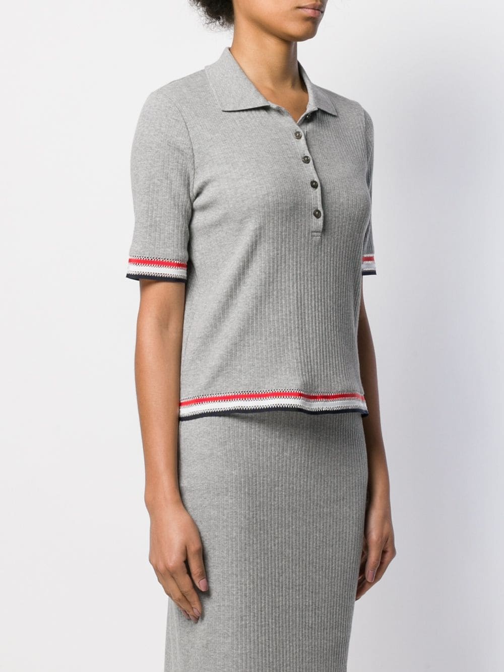 stripe detail polo top - 3