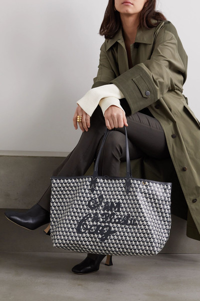 Anya Hindmarch + NET SUSTAIN I Am A Plastic Bag large leather-trimmed printed coated-canvas tote outlook