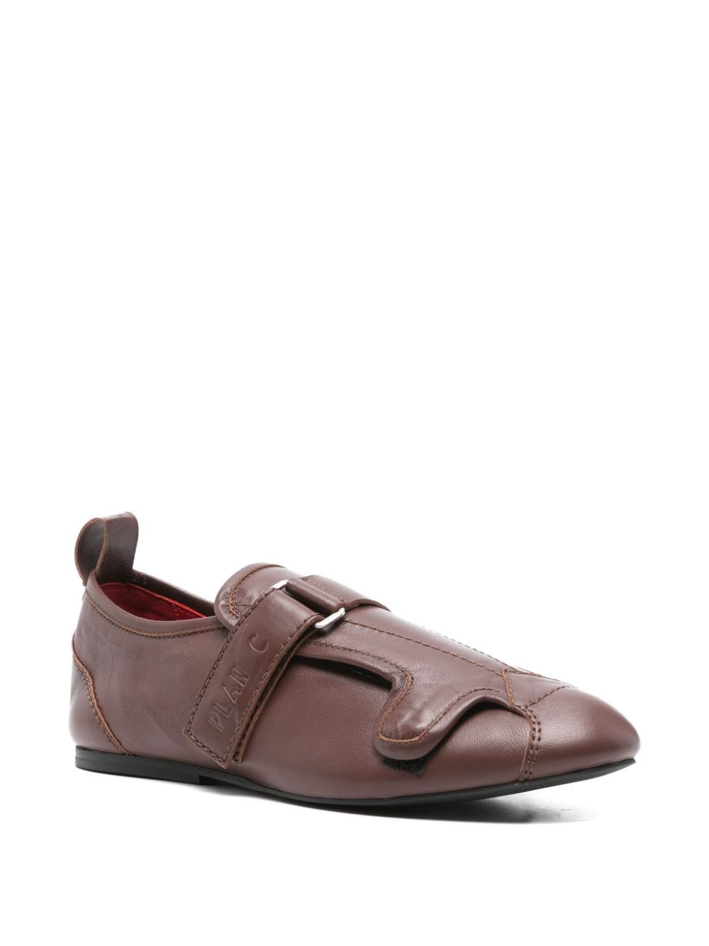 buckle-strap leather sneakers - 2