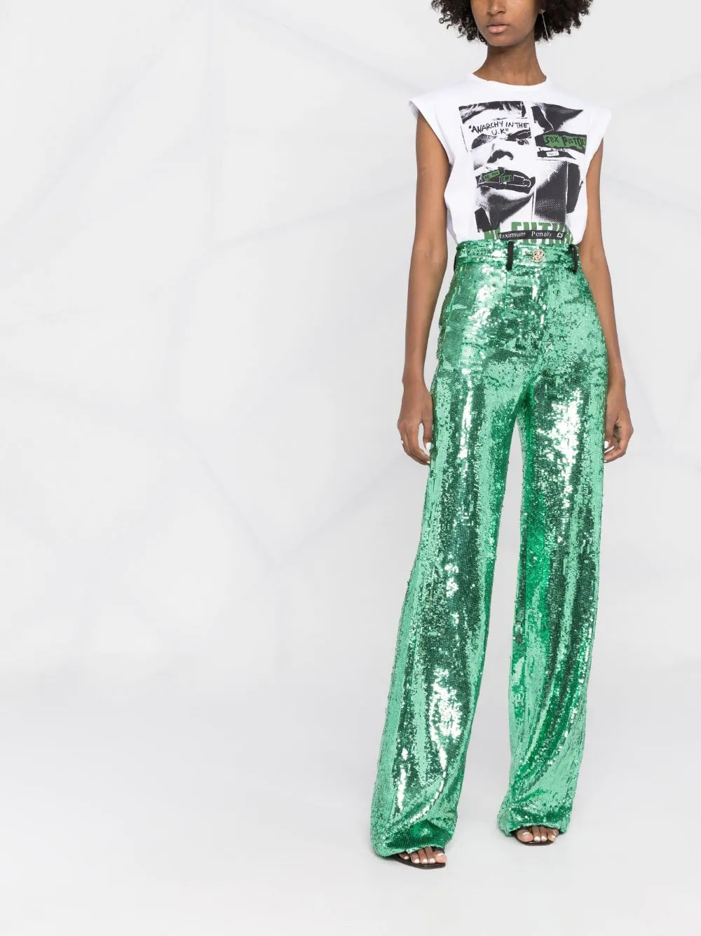 sequin-embellished wide-leg trousers - 2