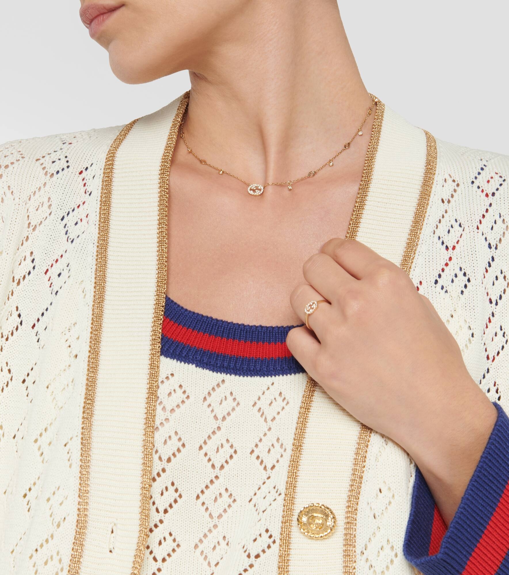 Interlocking G 18kt gold necklace with diamonds - 3