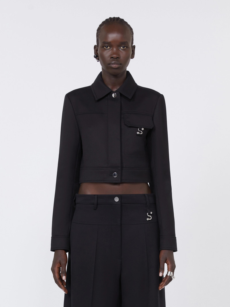 SARTA Short washed gabardine jacket - BLACK 3