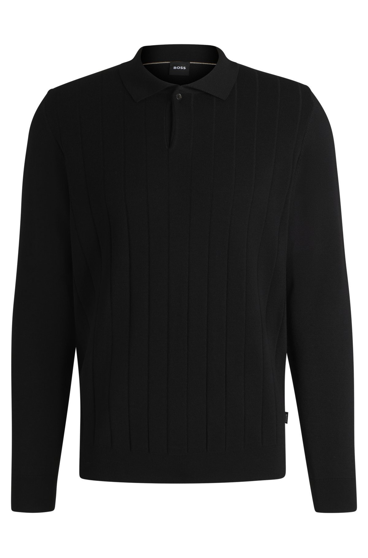 WOOL POLO SWEATER WITH KNITTED STRIPES - 1