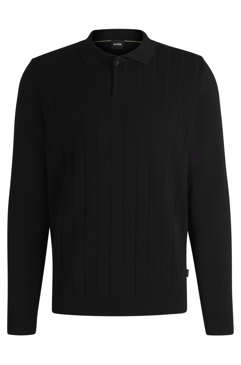WOOL POLO SWEATER WITH KNITTED STRIPES 1