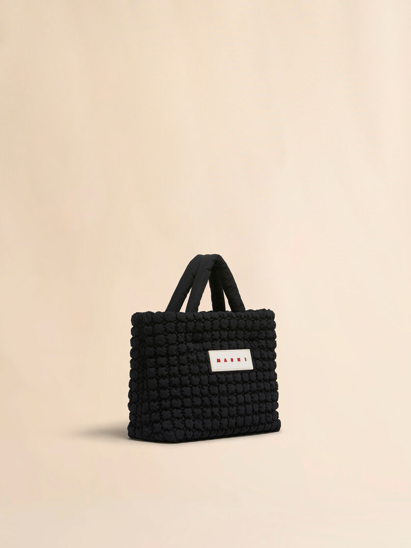 BLACK NYLON PUFF SMALL TOTE BAG - 6