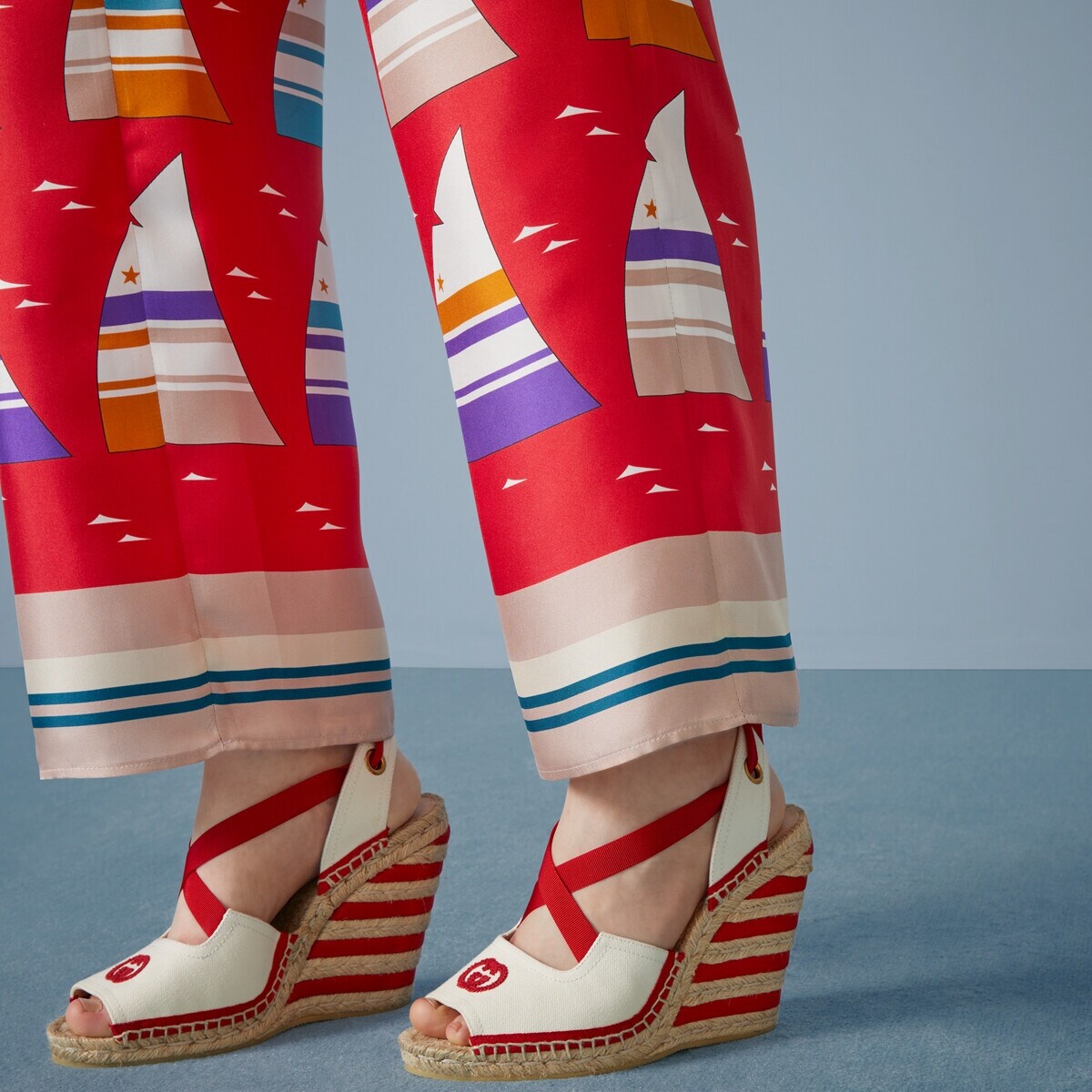 Striped boat print silk pant - 3
