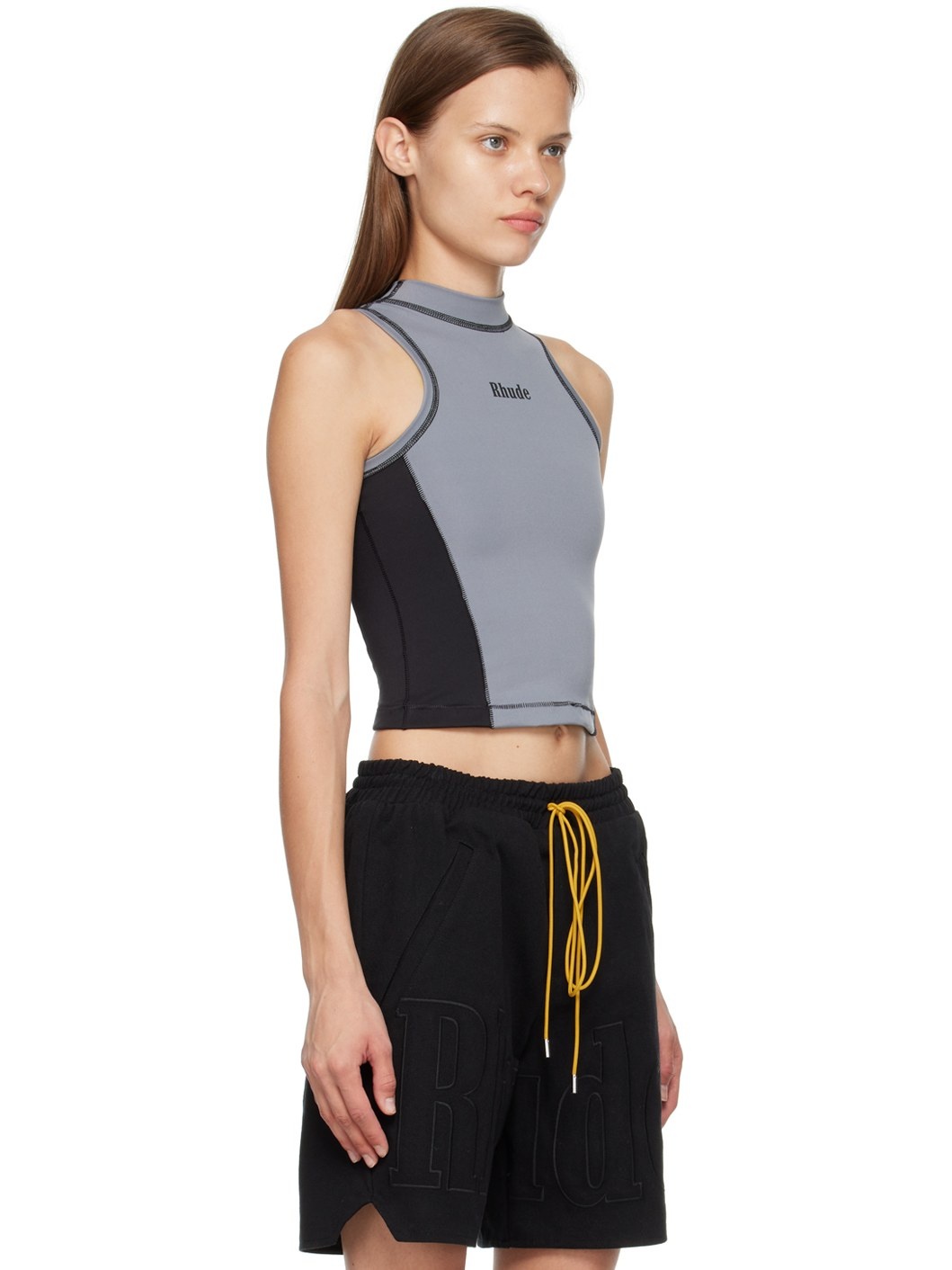 Gray Overlock Stitch Top - 2