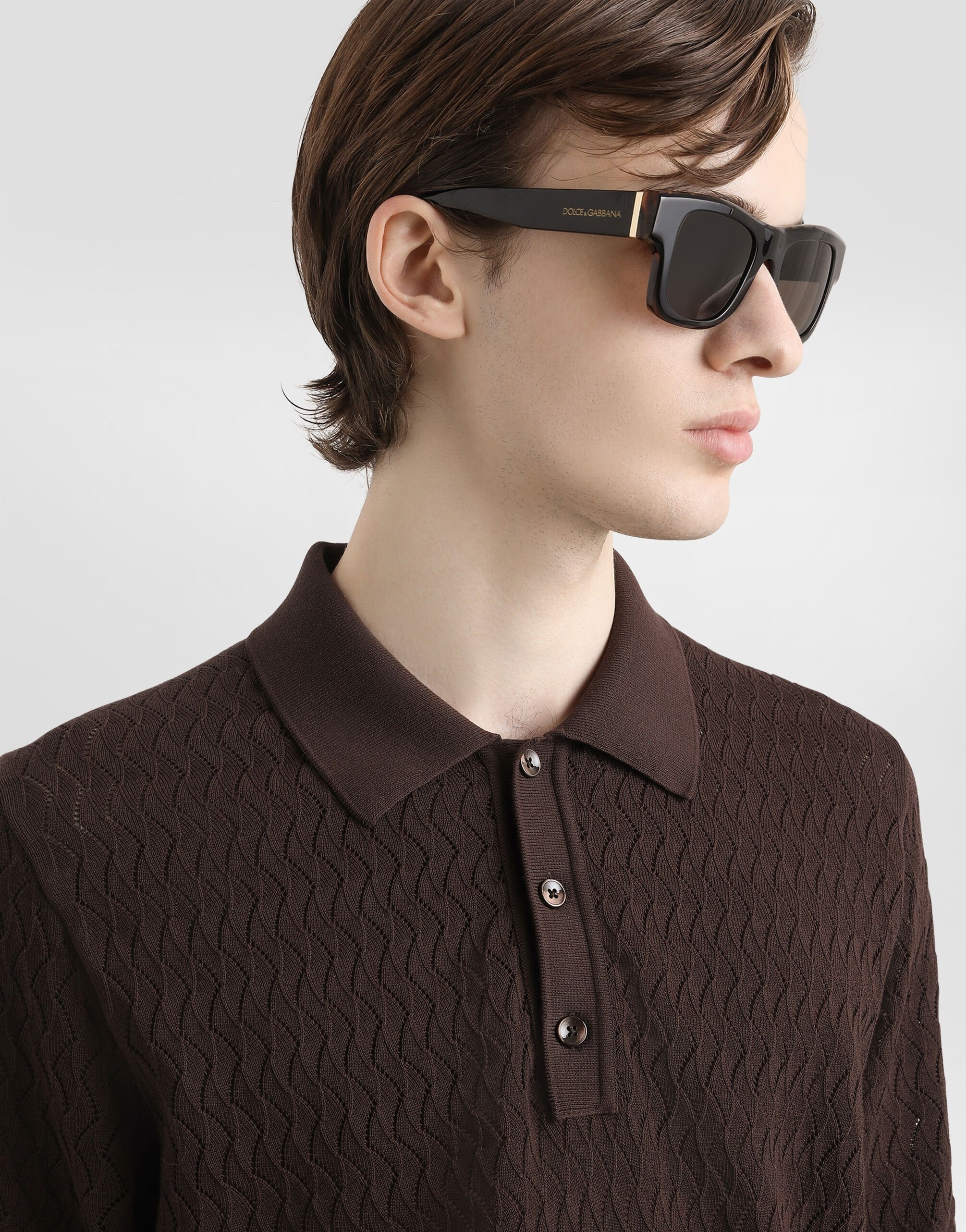 Micro-pattern cotton polo shirt - 4