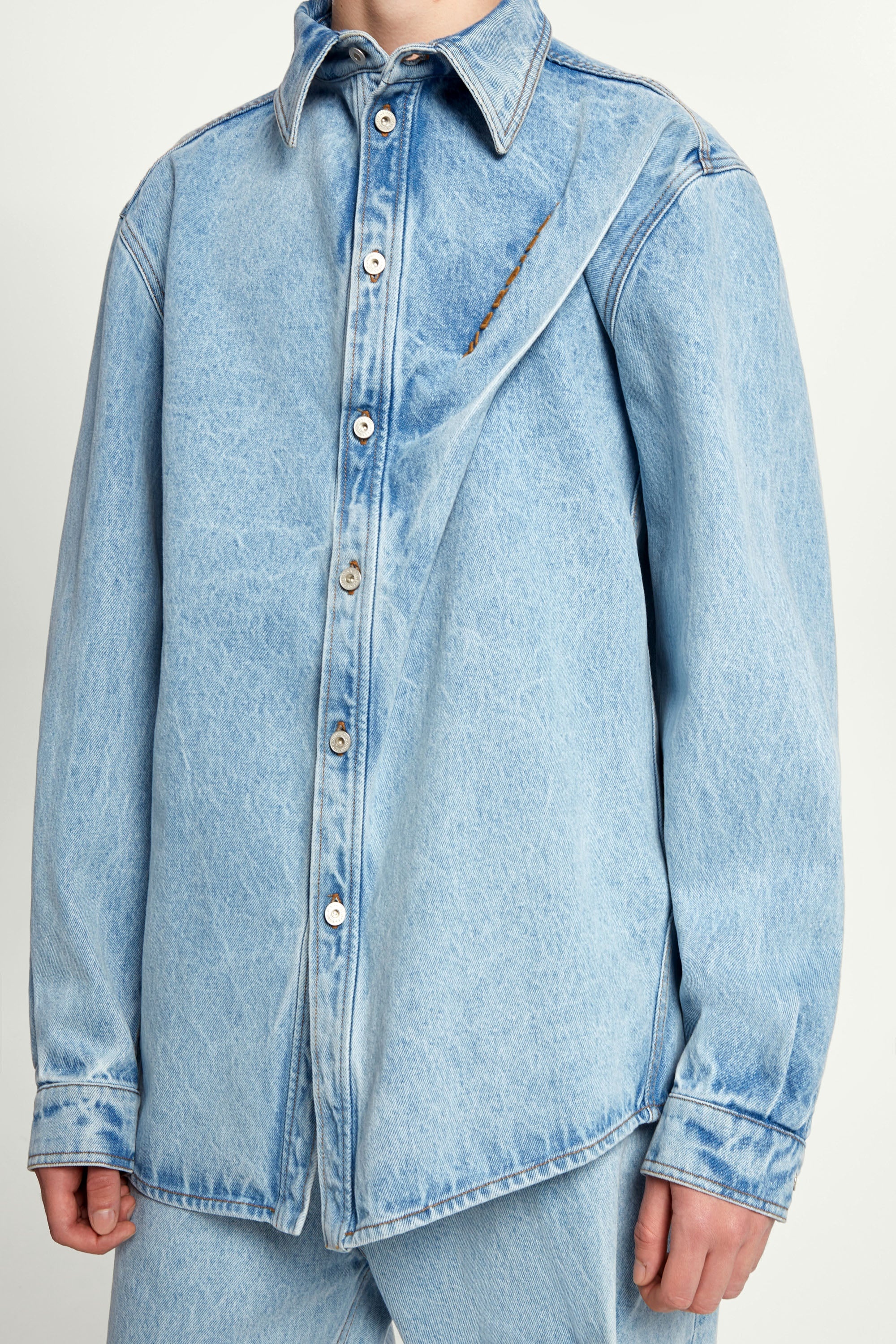 Pinched Logo Denim Shirt - 8