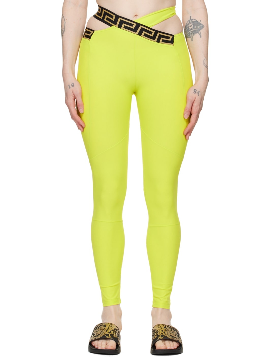 Green Greca Border Leggings - 1