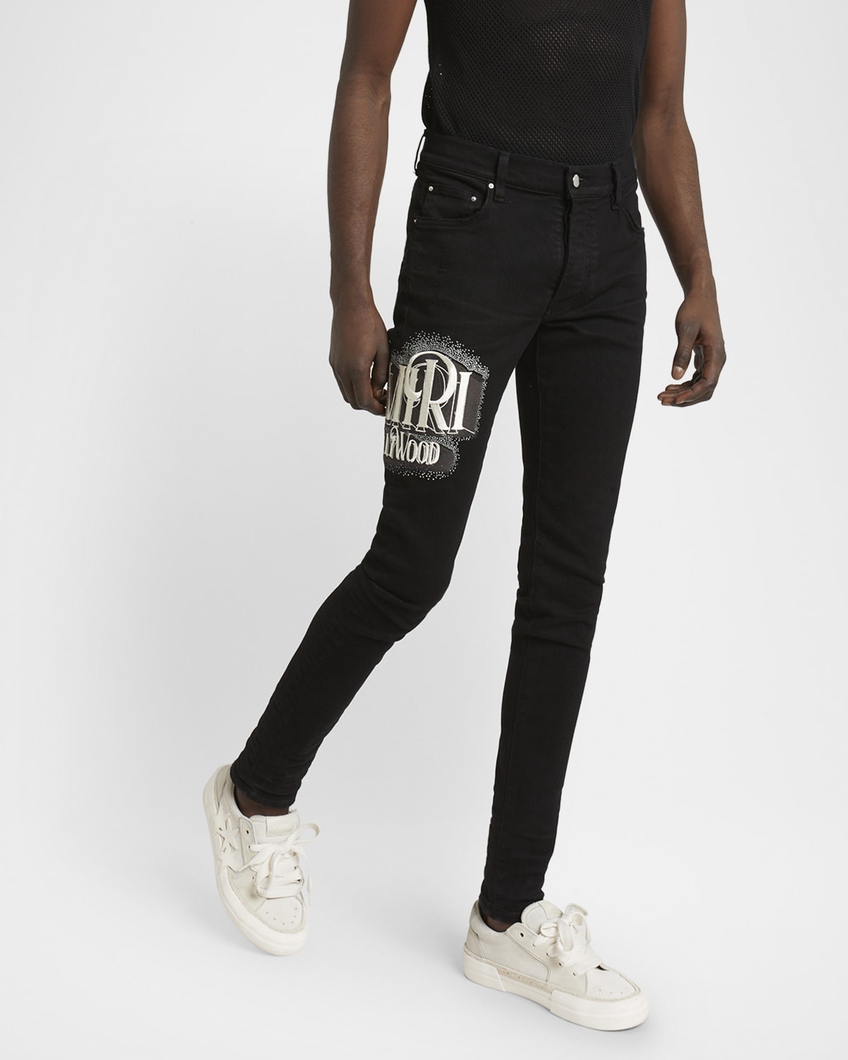 Men's Crystal-Embellished Skinny Jeans - 6