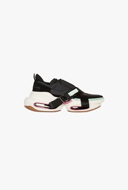 Black leather, suede and nylon B-Bold low-top sneakers with straps - 1