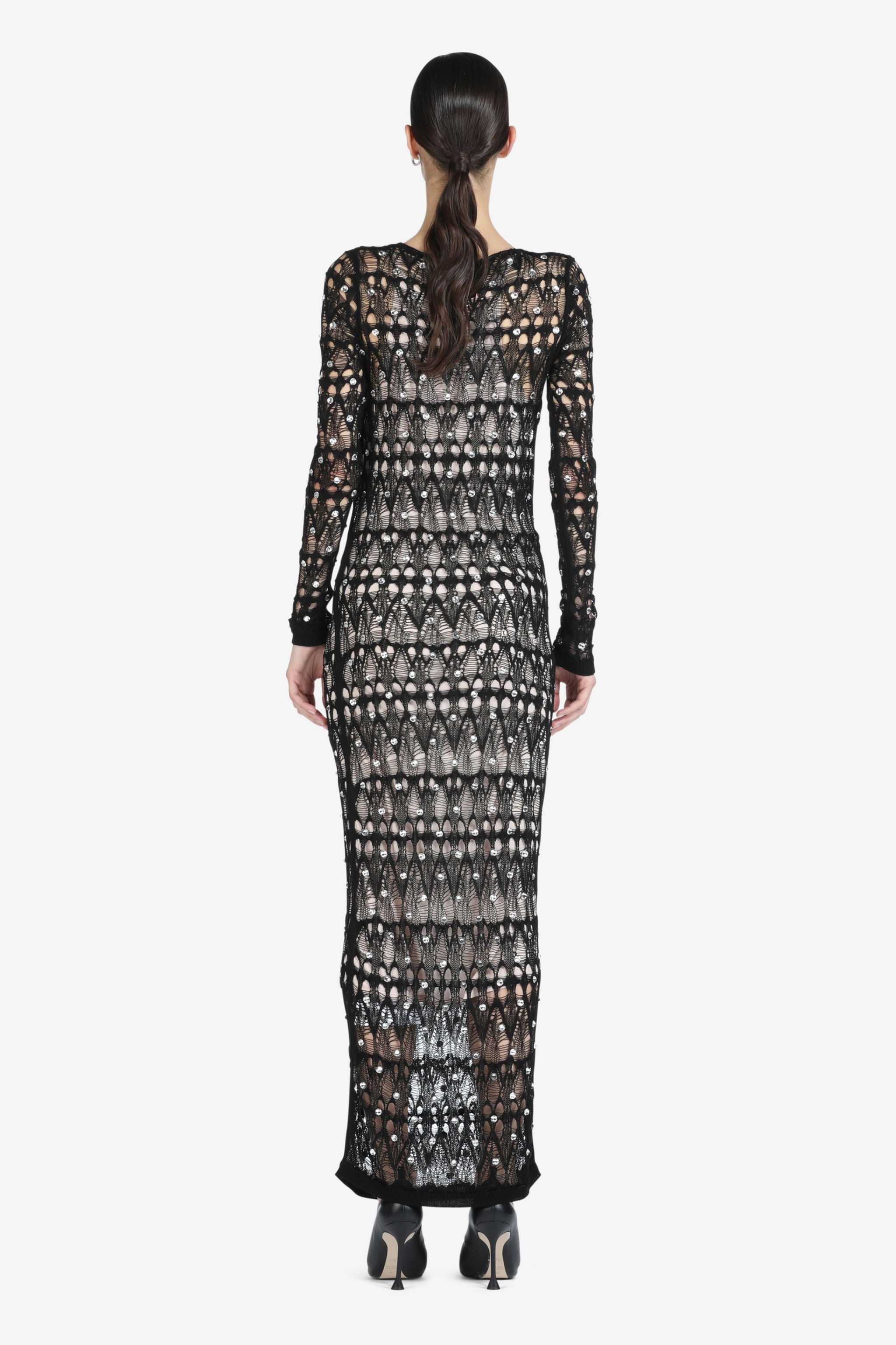 CRYSTAL-EMBELLISHED KNIT MAXI DRESS - 2