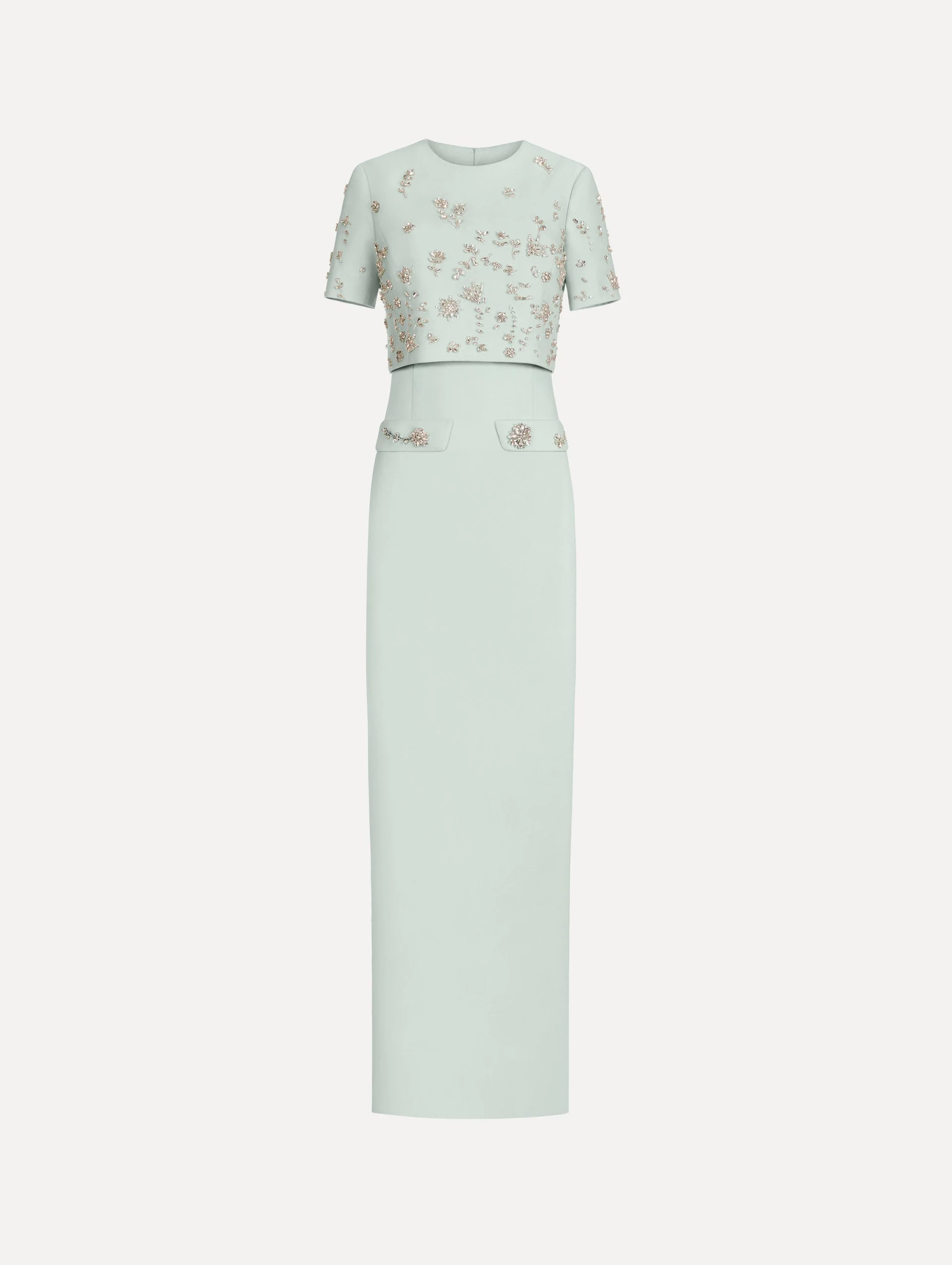 CRYSTAL FLORAL EMBROIDERED GOWN - 1