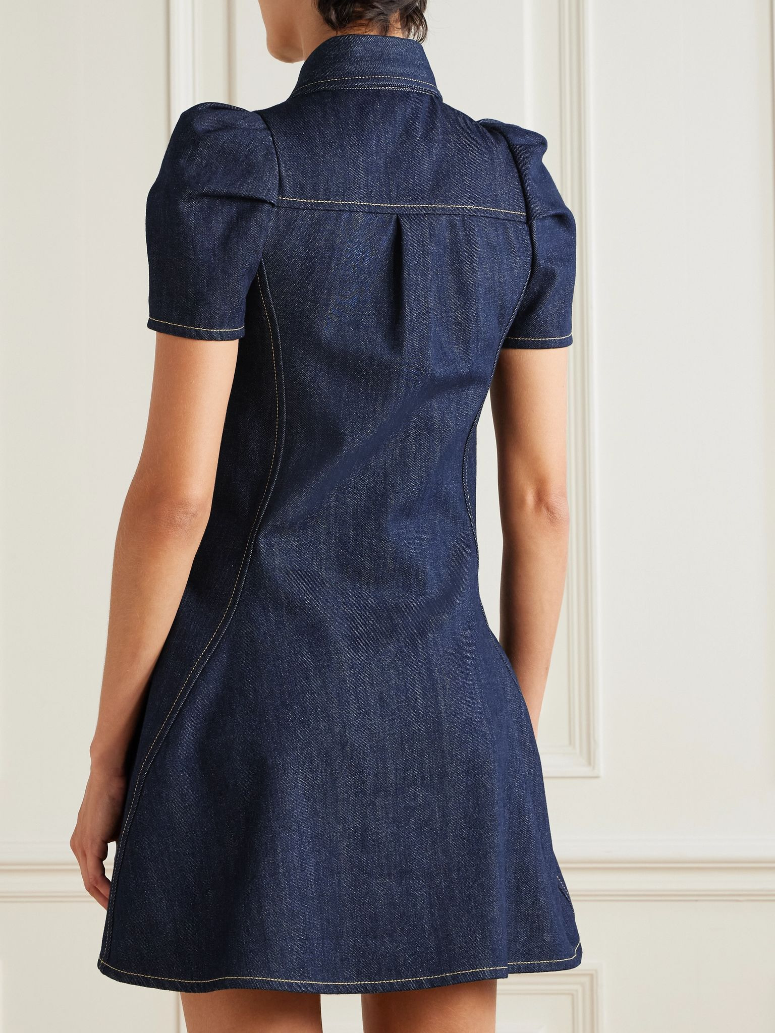 Paneled denim mini dress Blue - 3