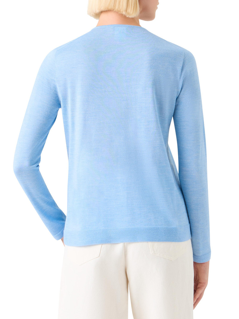 Women's Fine Gauge Cashmere-Silk Sweater - Powder Blue 5