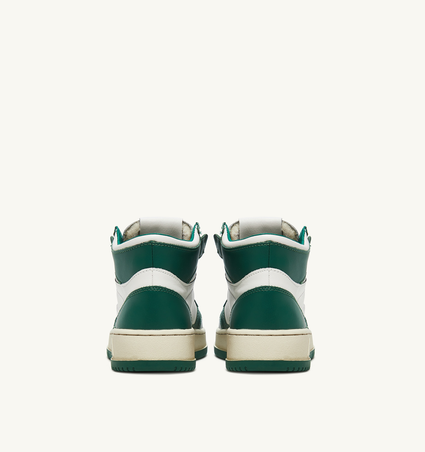 MEDALIST MID BICOLOR SNEAKERS IN WHITE AND GREEN LEATHER - 3