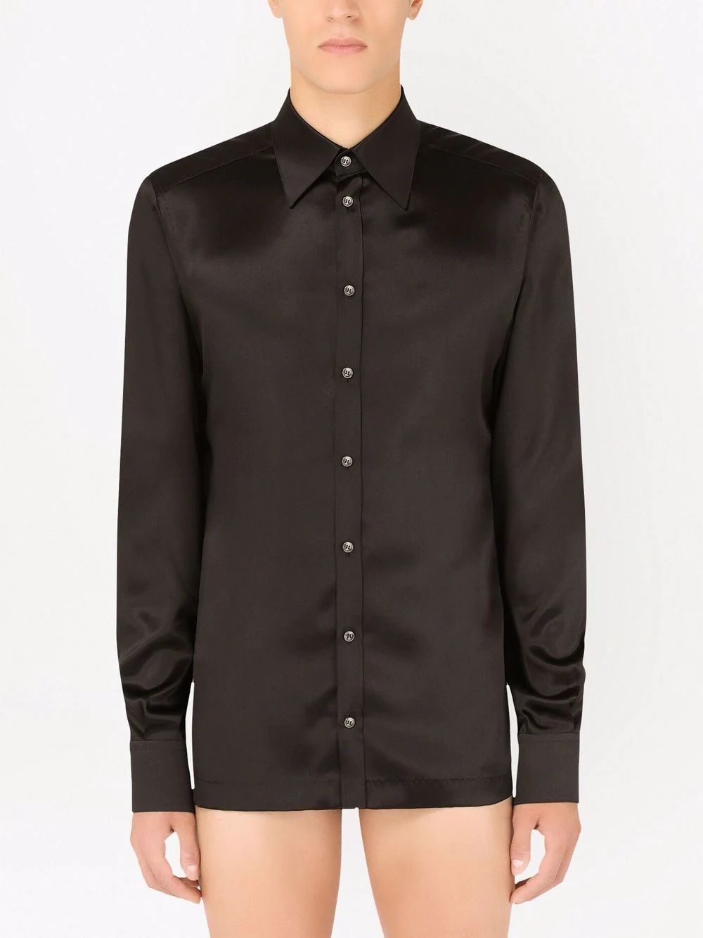 silk pointed collar shirt - 3