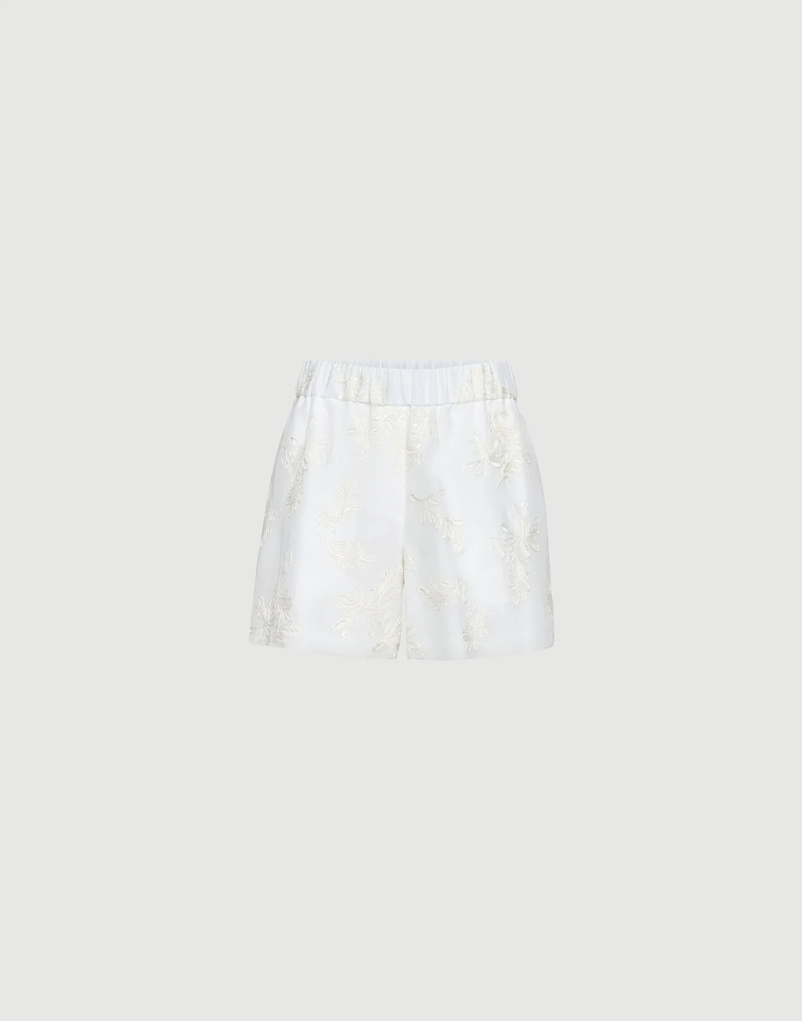 Cotton organza shorts with dazzling broderie anglaise - 1