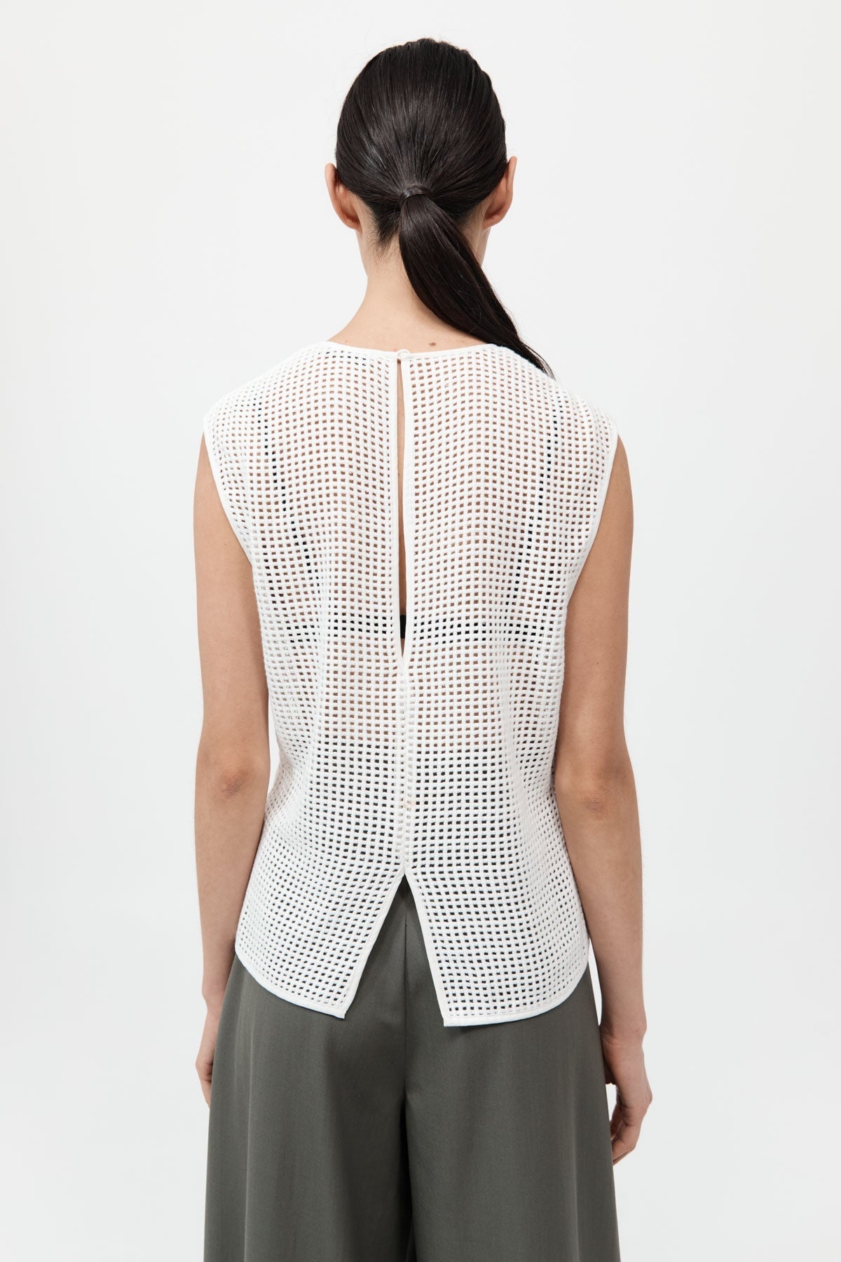 Cotton Grid Shell Top - White - 6